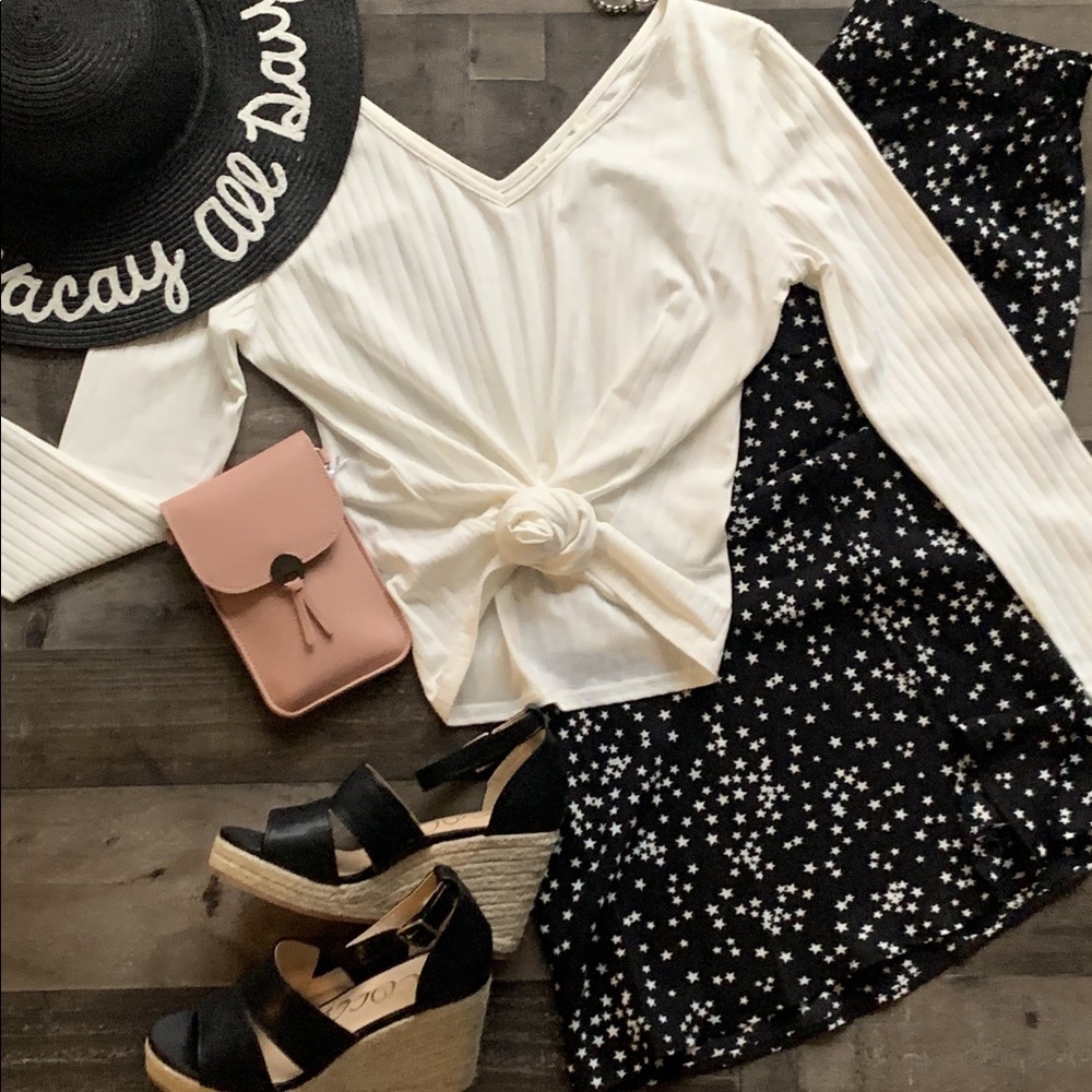 Crop Ribbed White Top
